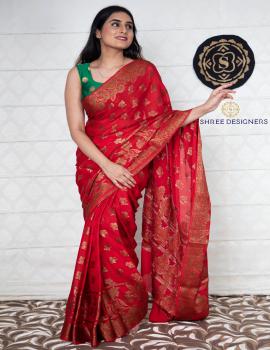 Red Geogratte Saree