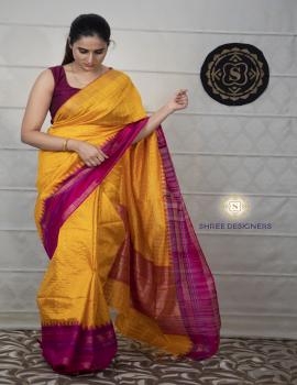 Yellow Jute Saree 1