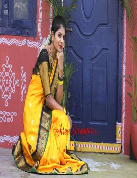 Yellow Gadwal saree